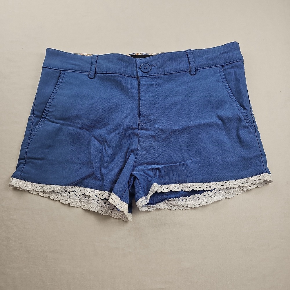 Ambiance Apparel Women's Size M Shorts Pocket Zip Button Blue - Picture 1 of 10